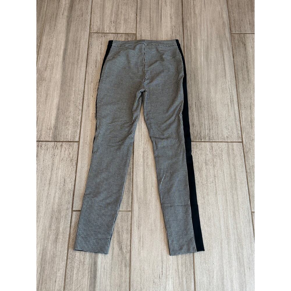 High-Waist Houndstooth Skinny Pants with Side Stripe - Black/White - Picture 4 of 6